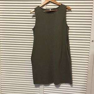 Olive green cotton mini dress